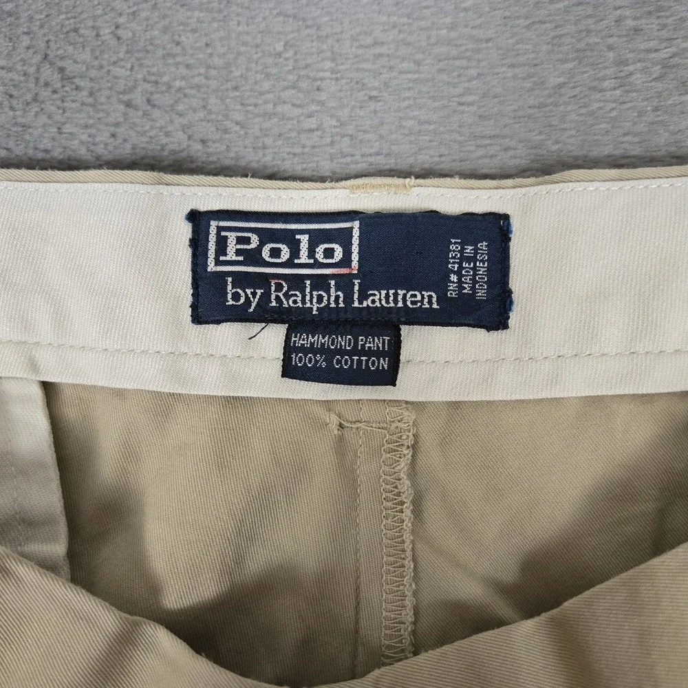 Polo Ralph Lauren Hammond Pant Mens 33x30 Vintage Khaki Pleated Cuffed Y2K